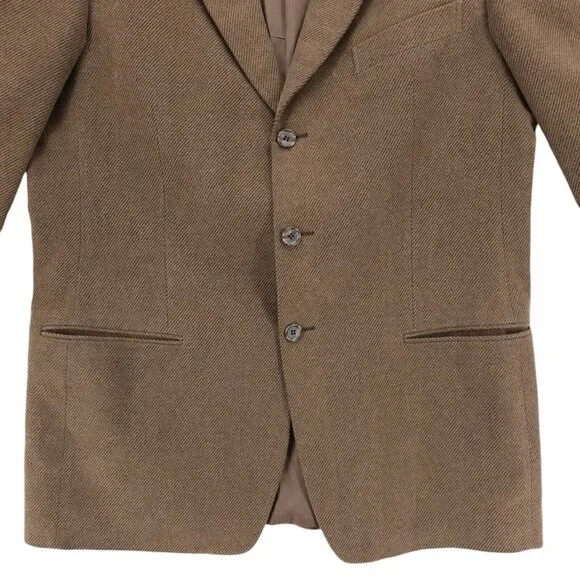ERMENEGILDO ZEGNA Soft Brown Diagonal Stripe Blazer Cotton Wool EU 54 -44R
